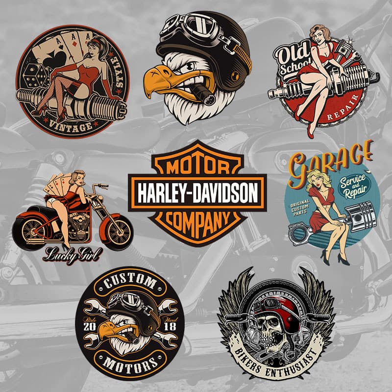 Harley Motorcycle Retro Helmet Sticker Motorcycle Electric Vehicle Sticker Personalized Cross-border Creative Scratch Sticker