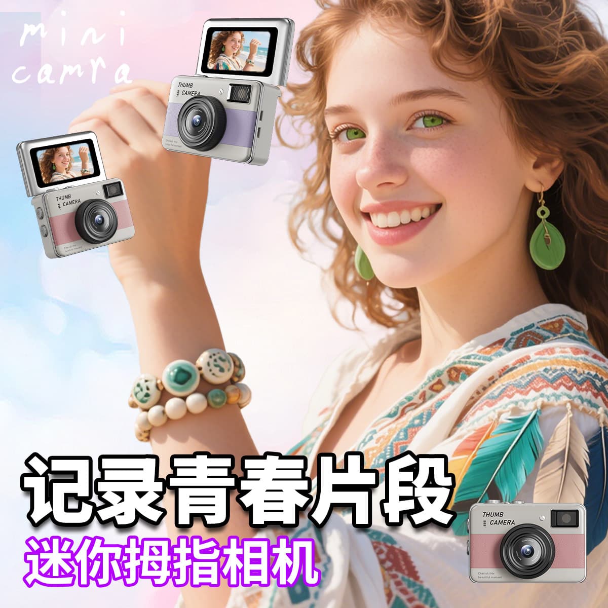Flip-Frequency Thumb Camera Ultra-Mini Camera Student Pendant New for Domestic and Export Markets Mini Camera Ornament Pendant