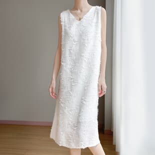 Sleeveless V-Neck Dress Women Spring Summer New Solid Color Slimming Mid-Length Skirt Inner Wear Outer Wear Vest Dress Base Dress