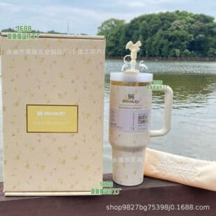 Cross-border Latest Hot Selling Stanley Floral High Appearance Stainless Steel Cold Retention Large Capacity Student Portable Straw Cup