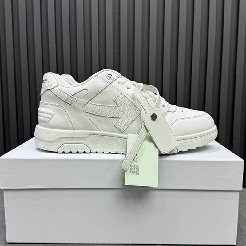 2026 New Style Off-White Couple Shoes Top Layer Leather Casual Sports Board Shoes Big Arrow Low-Top Fashion Sneakers