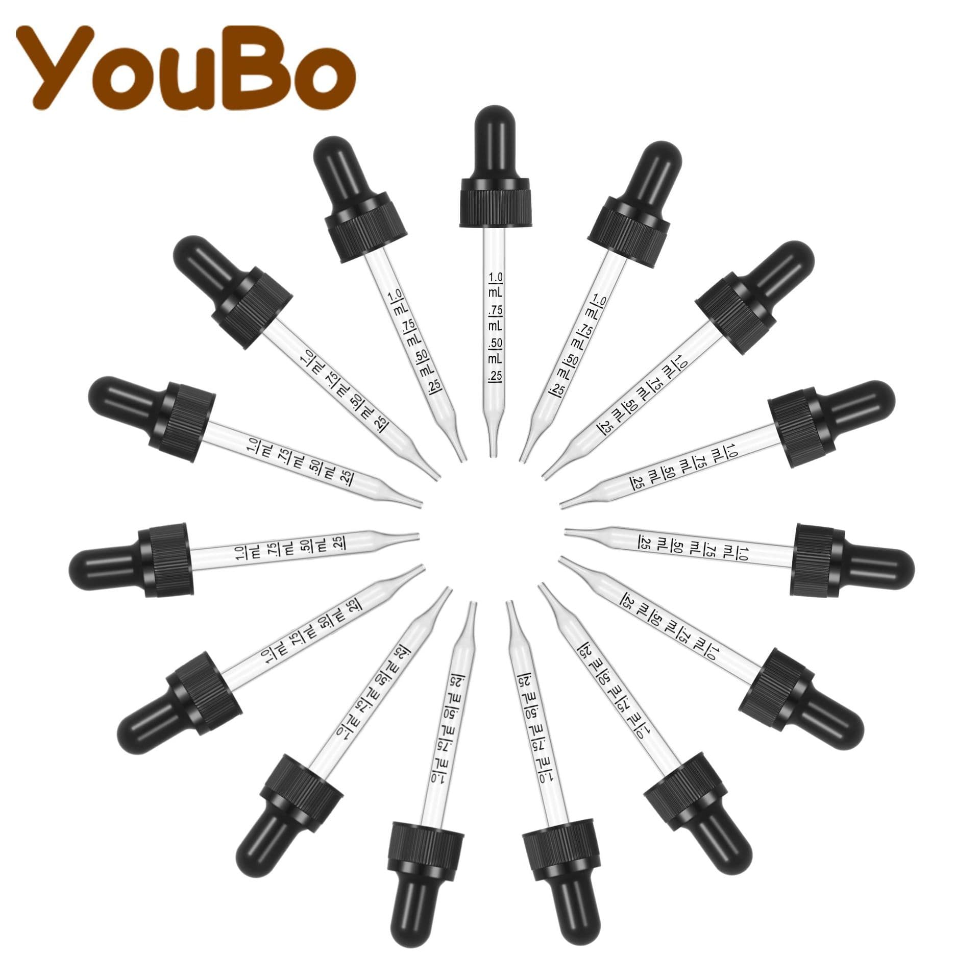 Factory Direct 18/410 Dropper Tip 5-100ml Glass Graduated Dropper for YB doTERRA Essential Oil Bottles