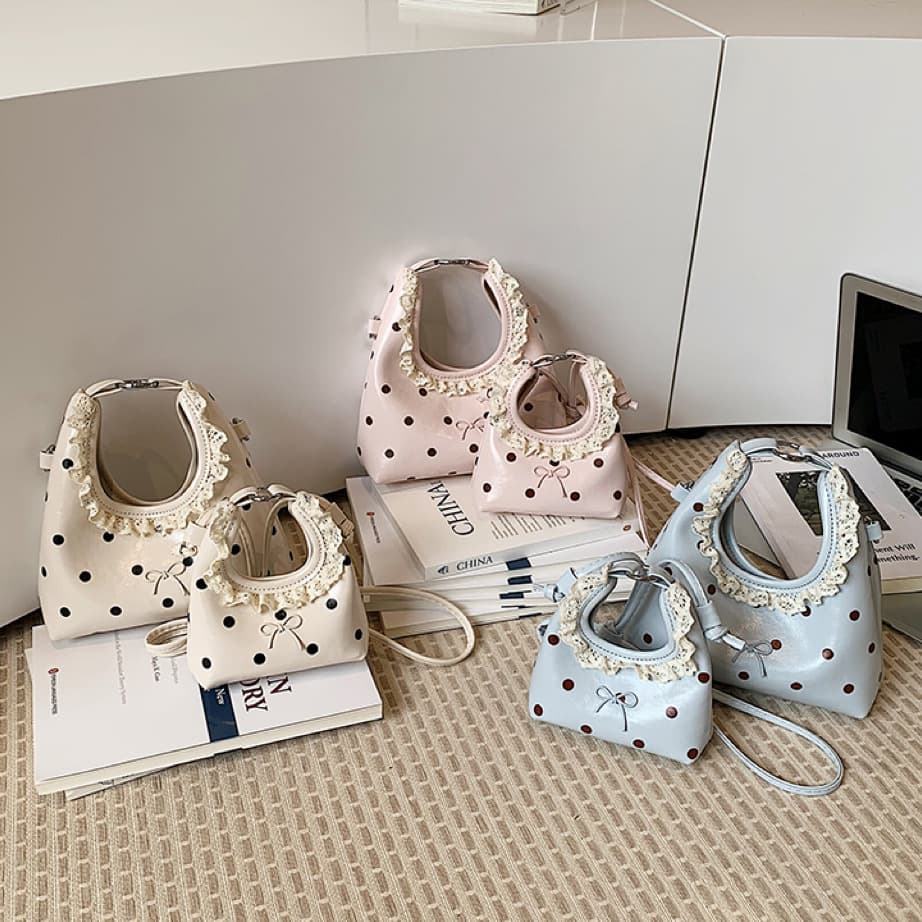 Bow Handbag Heart Polka Dot Mini Bag Handbag Cute Exquisite Versatile Small Bag Shoulder Crossbody Bag for Women
