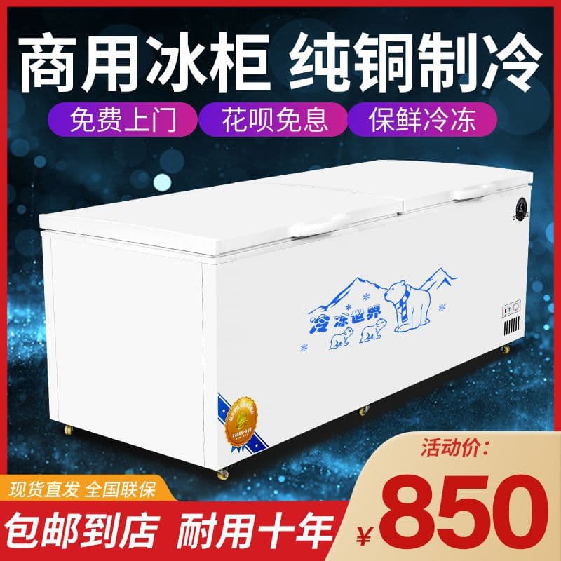 Commercial Freezer Refrigerator, Large Capacity, Single/Dual Temperature, Horizontal Copper Tube, Energy-Saving Electric Freezer