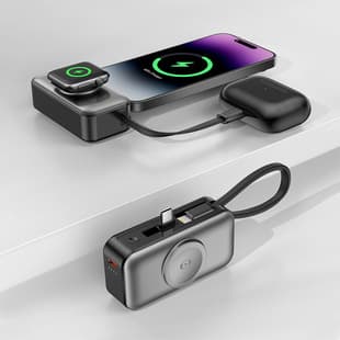 New Fast Charging 3-in-1 Magnetic Wireless Charging Power Bank Supports Watch, Earphones, and Phone Multi-function Charger