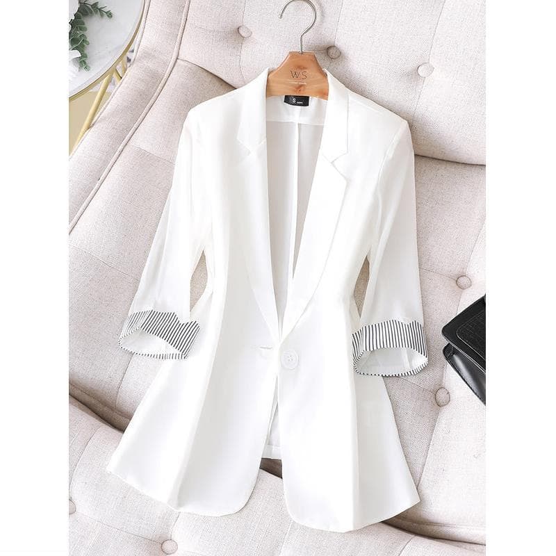 Spring and Summer Korean Style Fashionable Fresh and Breathable Three-Quarter Sleeve Slim-Fit Women's Suit Jacket Thin Blazer for Women