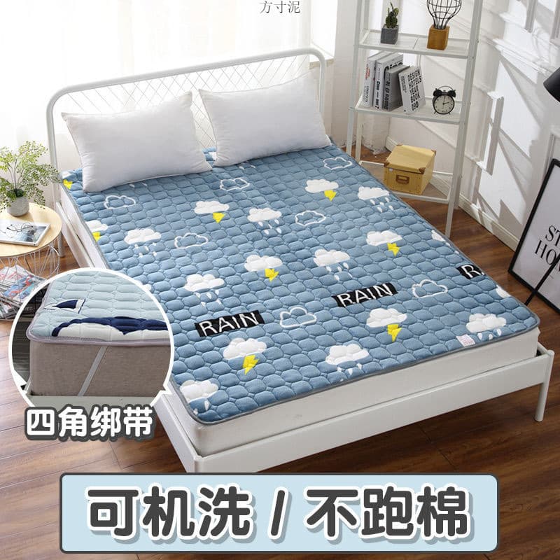 Thickened Flannel Mattress Pad for Students, Single Dormitory Tatami Mat, Floor Sleeping Double Bed Sponge Protective Pad