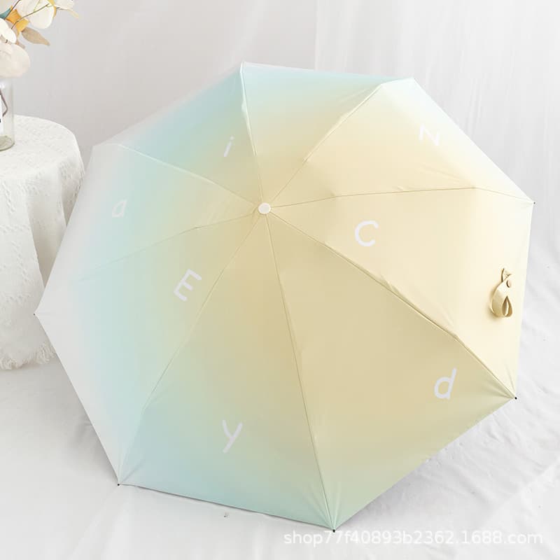 ins gradient automatic folding umbrella for children and students, dual-use vinyl sunscreen and wind-resistant parasol sun umbrella