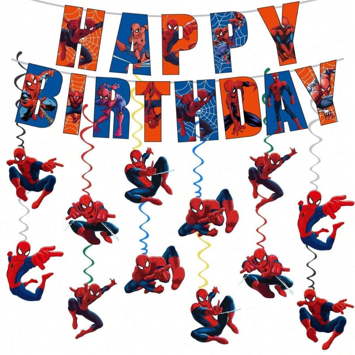 Spider-Man Themed Birthday Party Decoration Banners, Balloons, Cake Toppers, Marvel Party Supplies