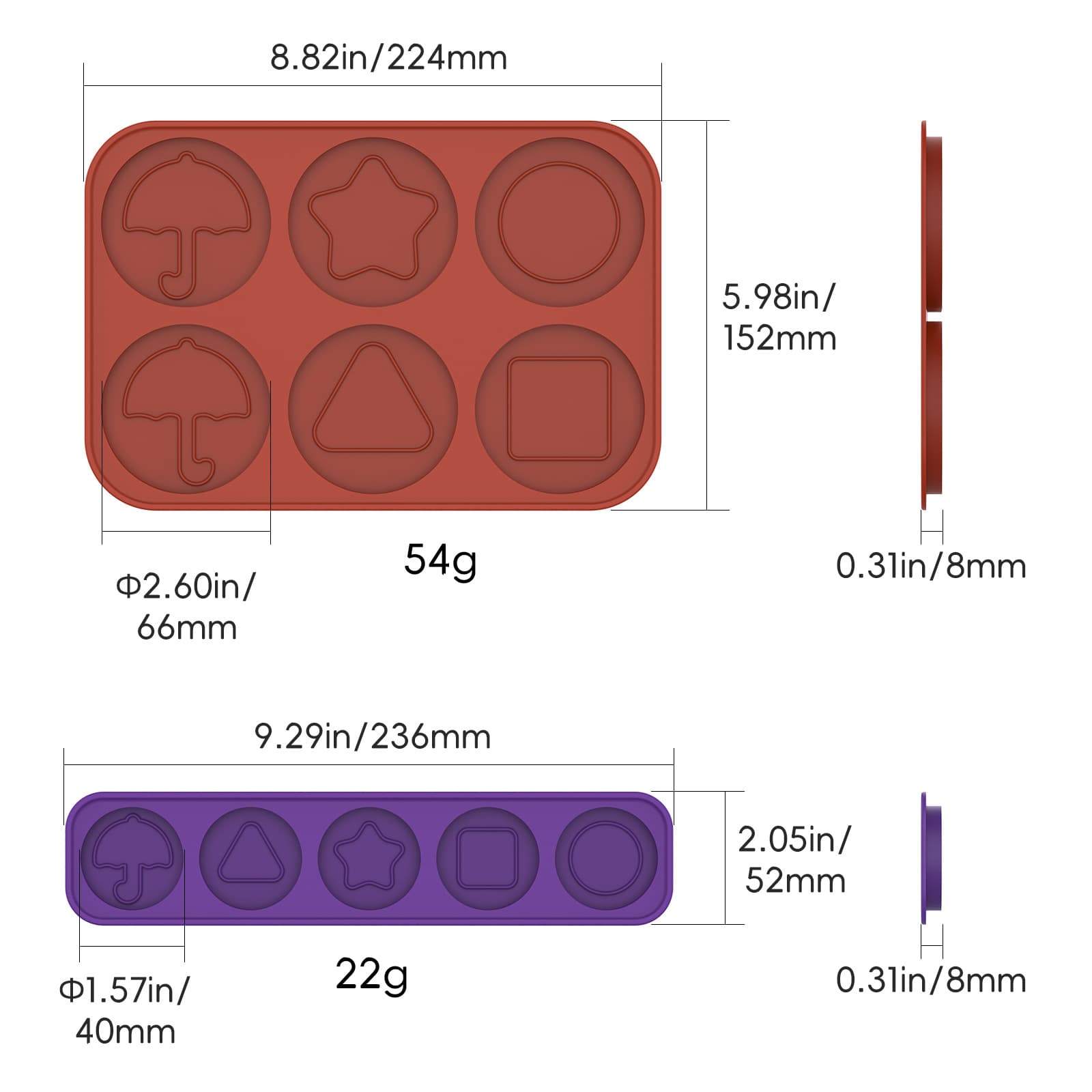 6-Cavity Large Half-Round Silicone Cake Mold, Soap Mold, Candle Mold, Reusable Ice Cube Tray, Baking Tool