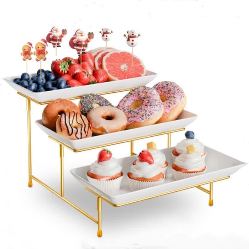 Cross-border Three-tier Dessert Stand Fruit Tray Hotel Sweet Table Buffet Display Multi-layer Serving Plate