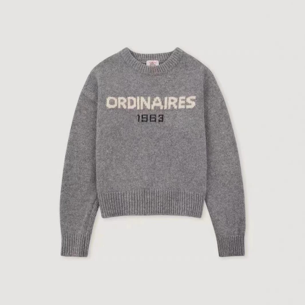 Now 2025 autumn/winter new Korean designer g*d serene atmosphere letter knitwear sweater pure wool