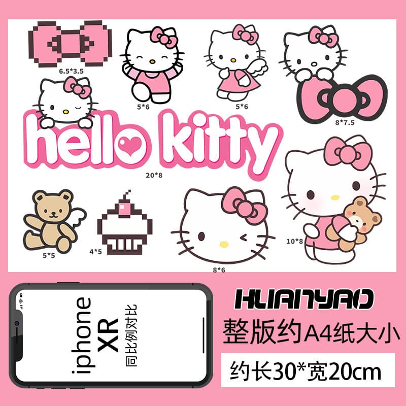 Cute Cartoon Hello Kitty Cat Motorcycle Electric Vehicle Sticker Scratch Blocking Helmet Decoration Waterproof Sticker