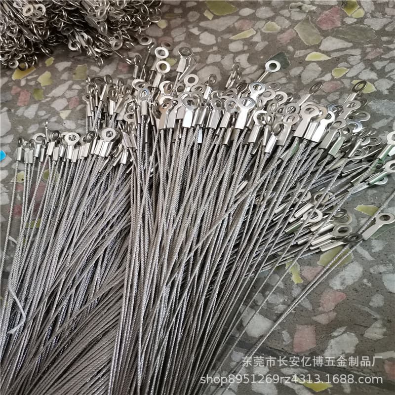 304 Stainless Steel Wire Rope with Crimped Stainless Steel Terminals, Coated Wire Rope, Stamped Safety Rope for Lighting Pendants