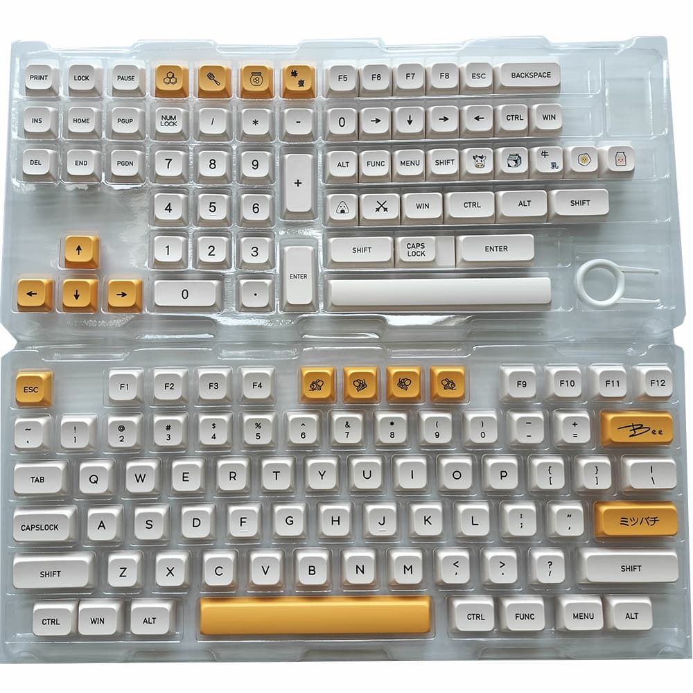 Honey Milk Keycaps PBT Heat-Sublimation XDA Height Mechanical Keyboard Dedicated Phonetic Russian Korean 140 Keys MOA