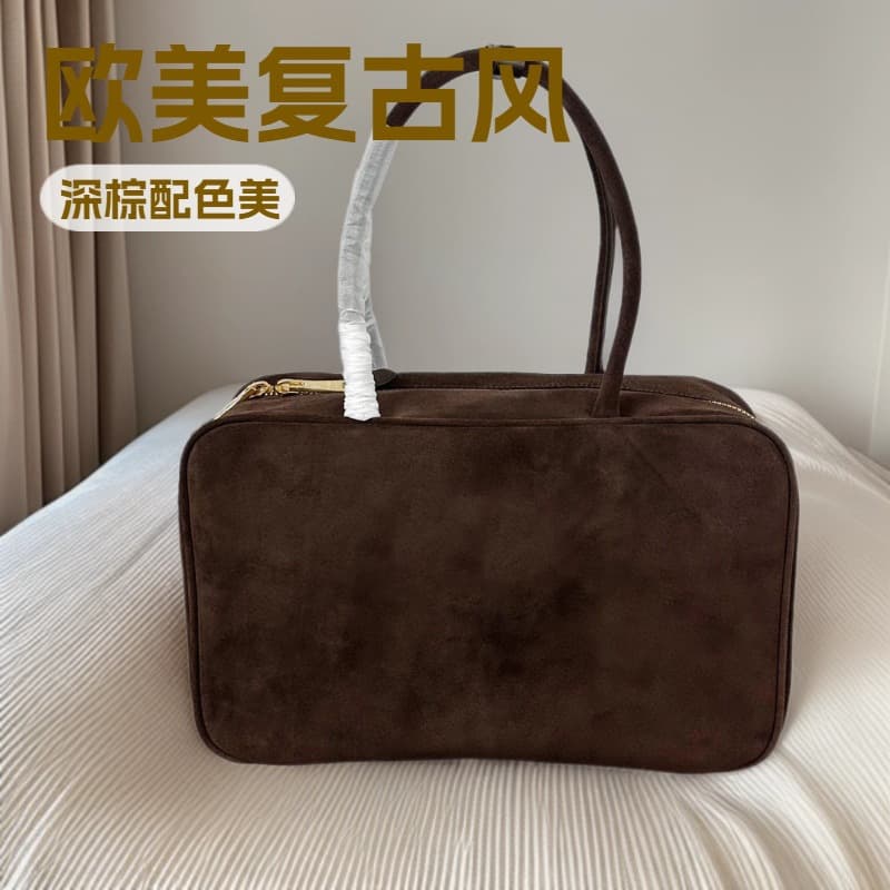 2025 autumn and winter new MIU frosted bowling bag 2025 retro Maillard handbag commuter shoulder bag