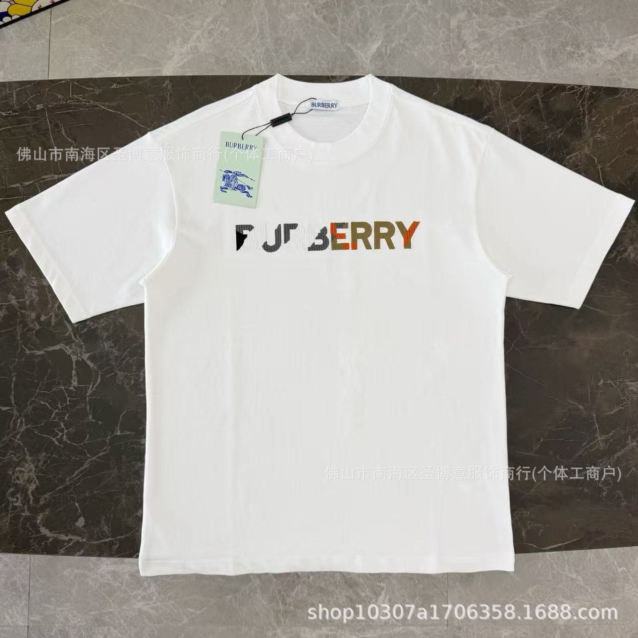 26SS Cross-border Export B-brand High Version Summer Classic War Horse Logo Loose Short-Sleeve T-Shirt Casual Unisex Style