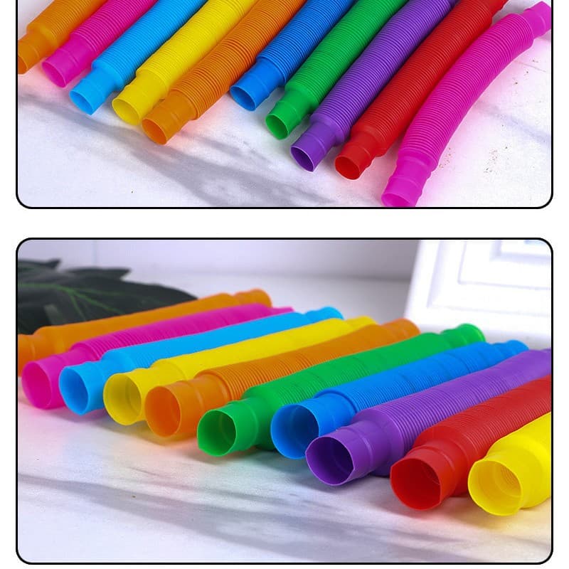Colored stress-relief telescopic tubes, cross-border PopTube children's vent toys, corrugated tubes for DIY fun and educational stretching