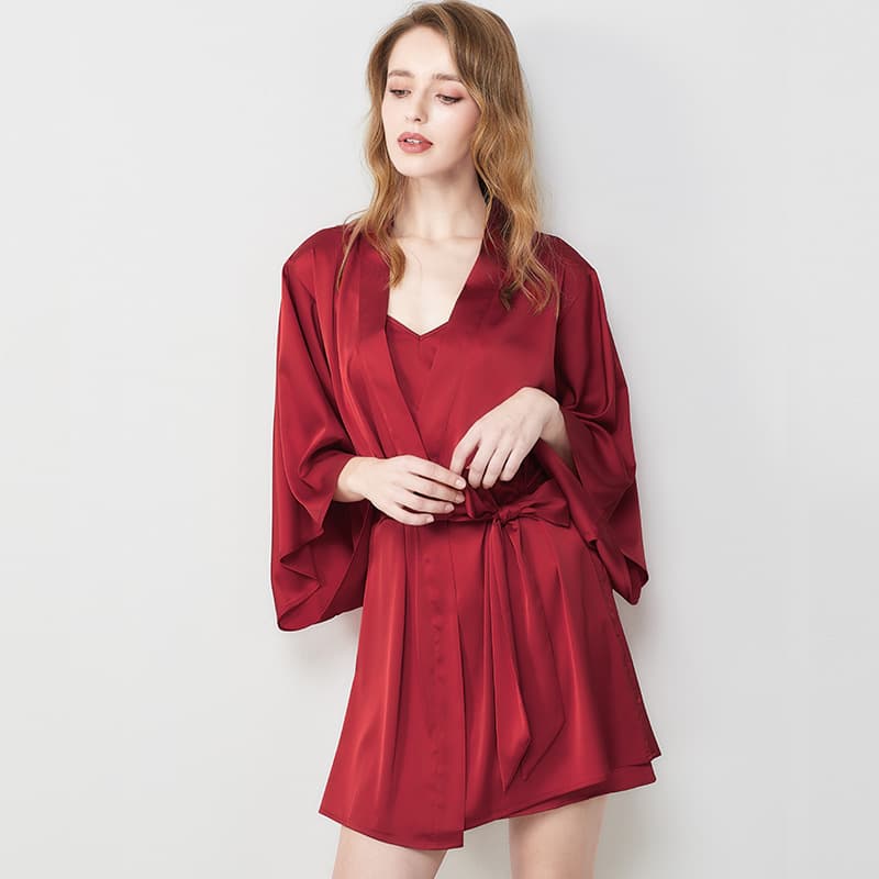Women's Spring/Summer High-Quality Silk Nightgown Bride Morning Robe Bridesmaid Robe Bathrobe Wedding Celebration Robe Wedding Exclusive