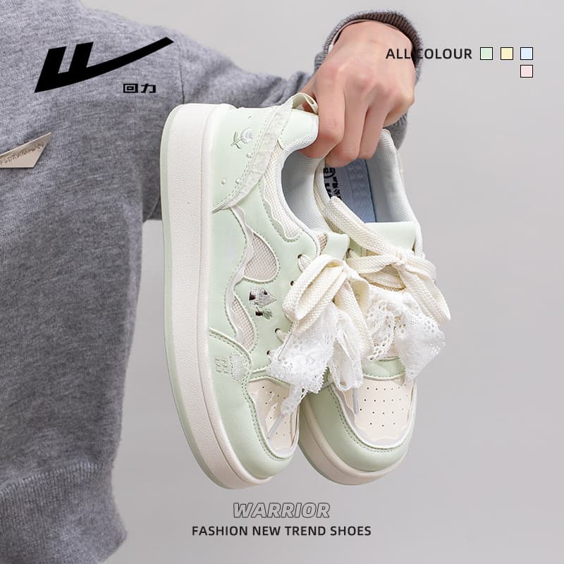 Warrior Fashionable Versatile High-Appeal Skate Shoe Design Korean School Style Casual Comfortable Color-Block Women's Flat Shoes