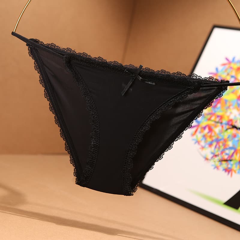 Cross-border Ice Silk Seamless Japanese-style Sexy Thin Strap Panties for Women, European and American Pure Cotton Crotch, Low Waist Lace Trim, Plus Size for Teens