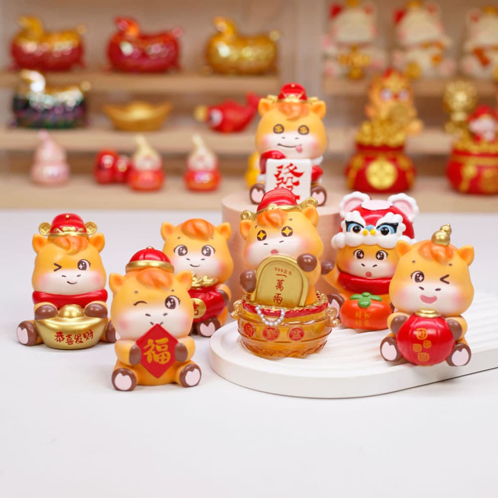 New Year Lucky Horse Plush Doll DIY Decoration Blind Bag Hanging Accessory Car Desktop Small Ornament