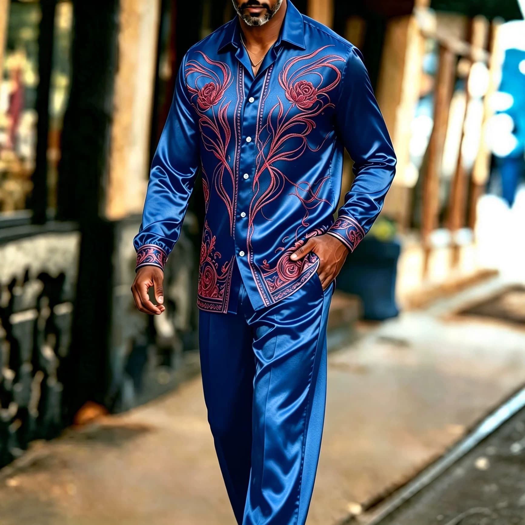 Cross-border men's two-piece suit, bohemian street style casual vacation suit, beach style, comfortable fit
