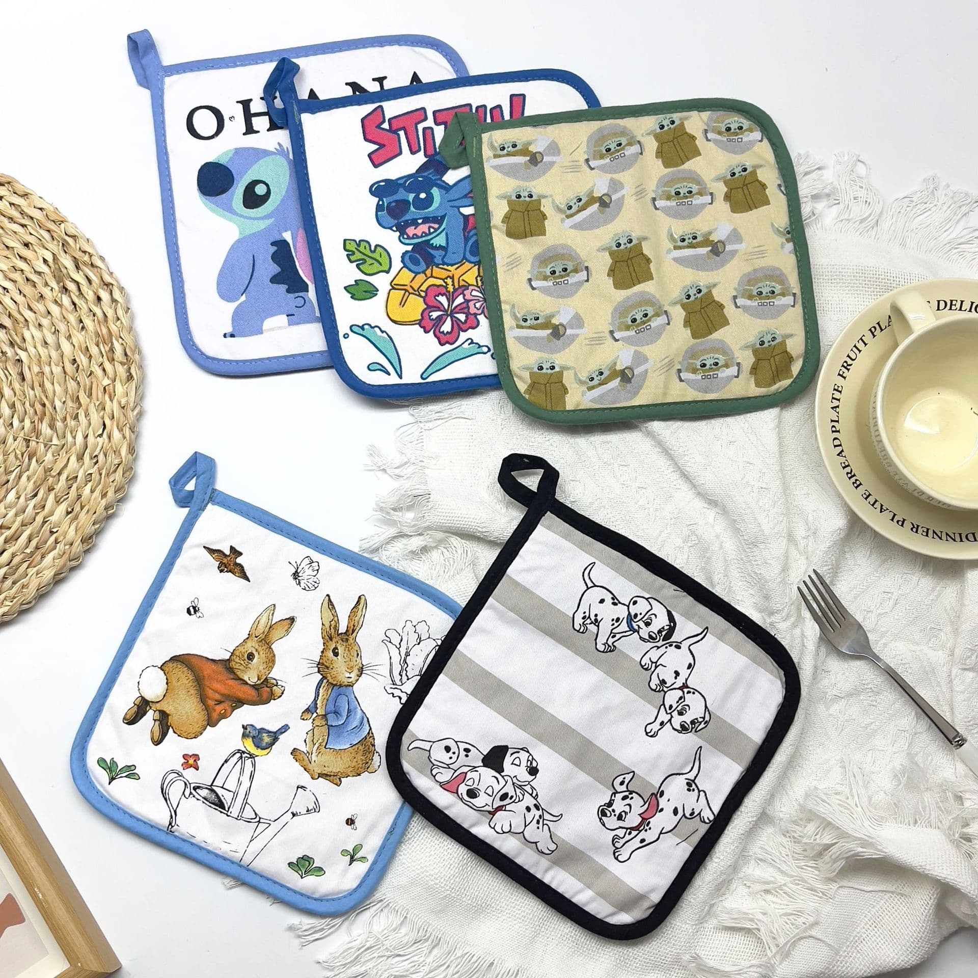 Foreign trade export cartoon animation Stitch cotton baking heat insulation square pot pad heat insulation pad coaster pot pad