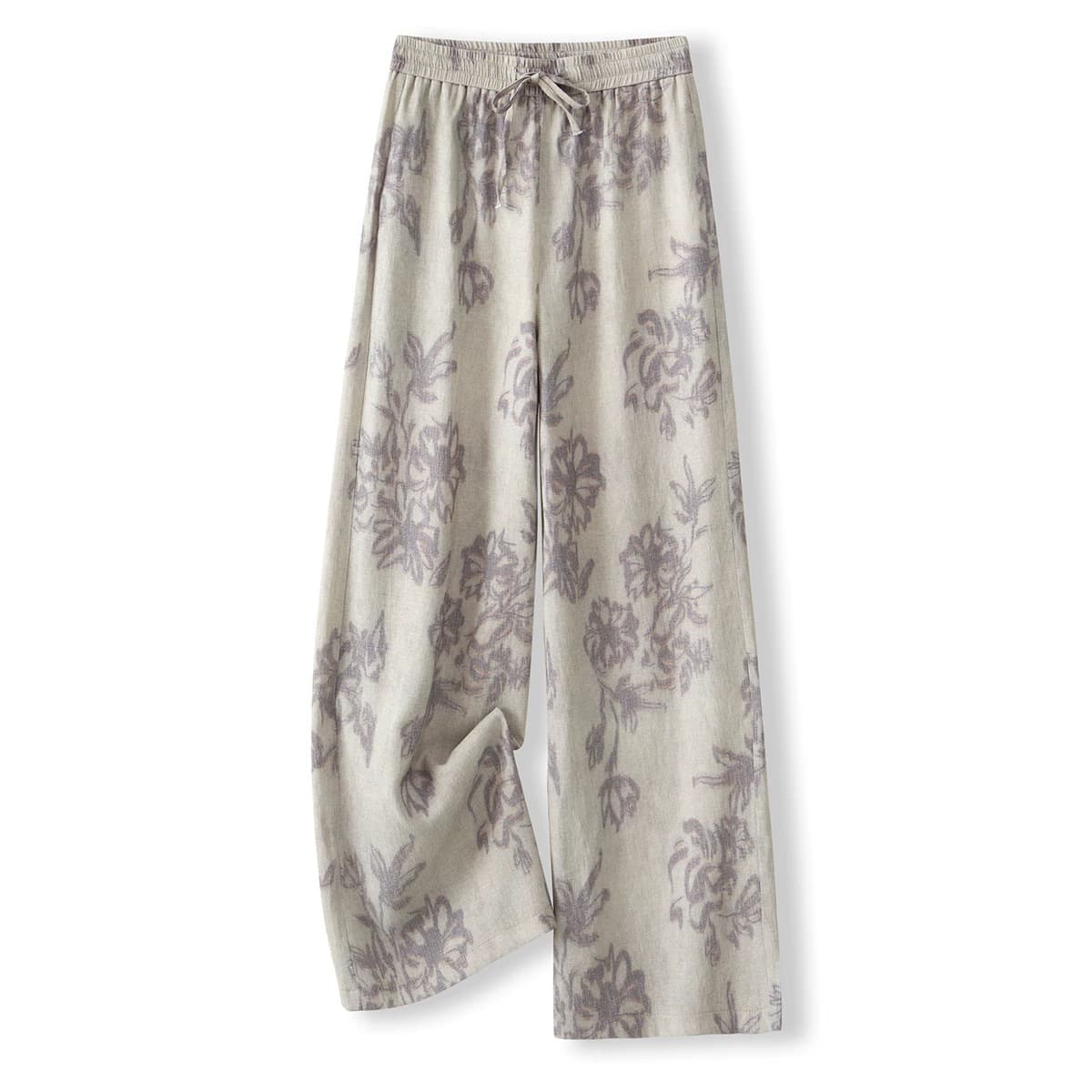 Women's Printed Wide-Leg Pants 2026 Summer New Loose Draped High-Waist Narrow Straight-Leg Long Pants Casual Wide-Leg Pants Trendy