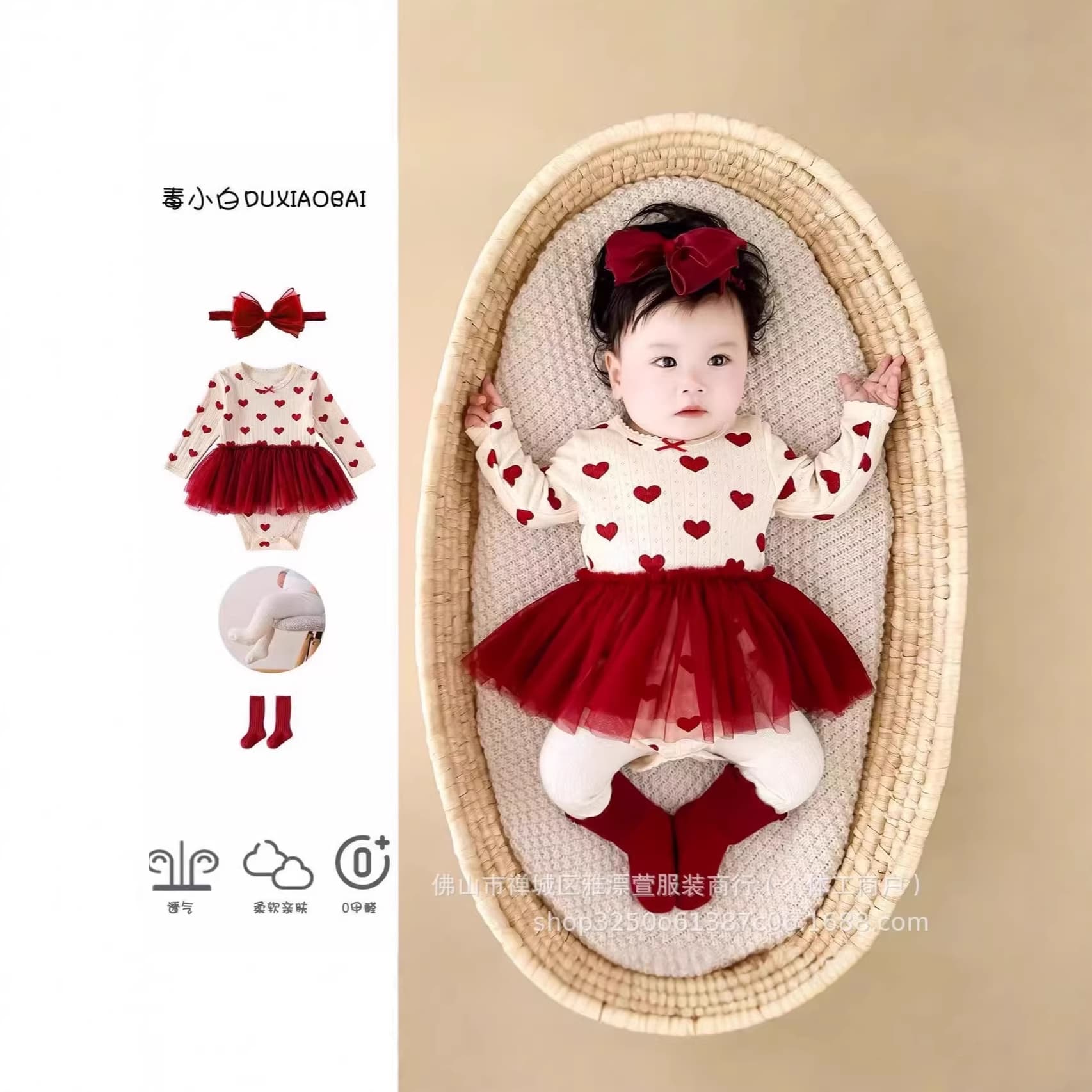 Baby Clothes Spring Romper Bodysuit Dress for Infant Girls, Stylish Full Moon 100 Days Sweet Princess Dress
