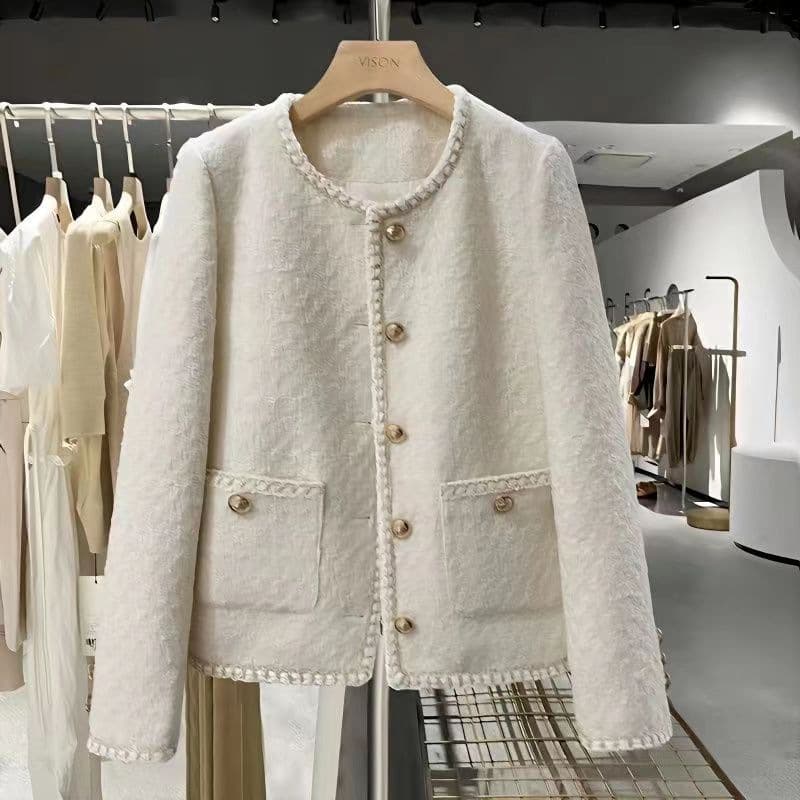 2024 Autumn/Winter New Chanel-Style Jacket for Women French Elegance Woolen Coat High-End Tweed Top