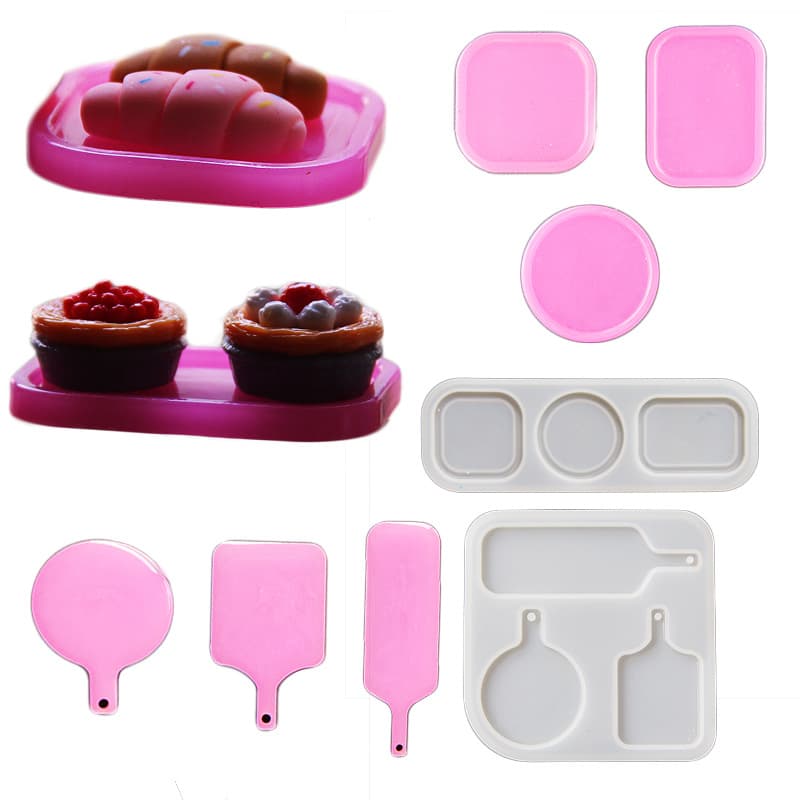 Youyou Mold Super Mini Food and Play Small Tray Epoxy Mold DIY Tray Pendant Mirror Multi-Shape Mold