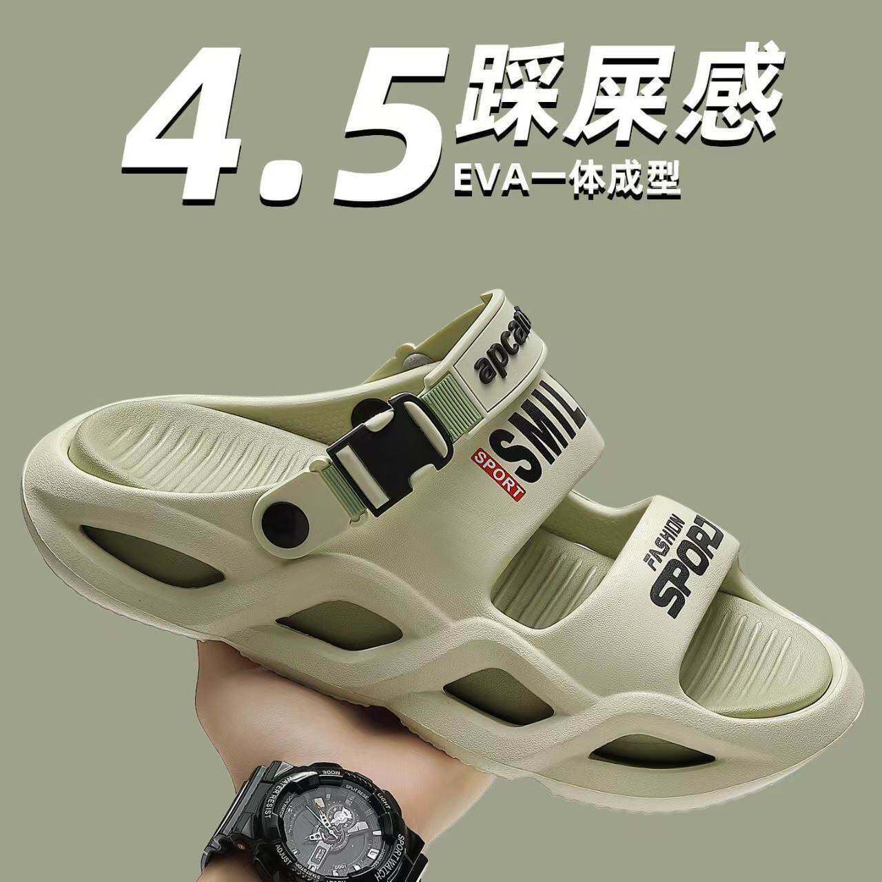 Men's Summer Anti-Slip Open-Toe Clog Sandals, Thick Sole, Cotton-Like Comfort, Wear-Resistant Beach Shoes