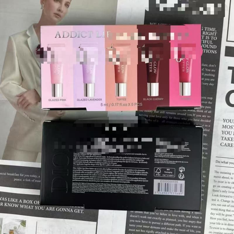 Cross-border hot style Di D's pendant lip glaze set box jelly lip gloss sample five-piece gift box ready for shipping in one piece