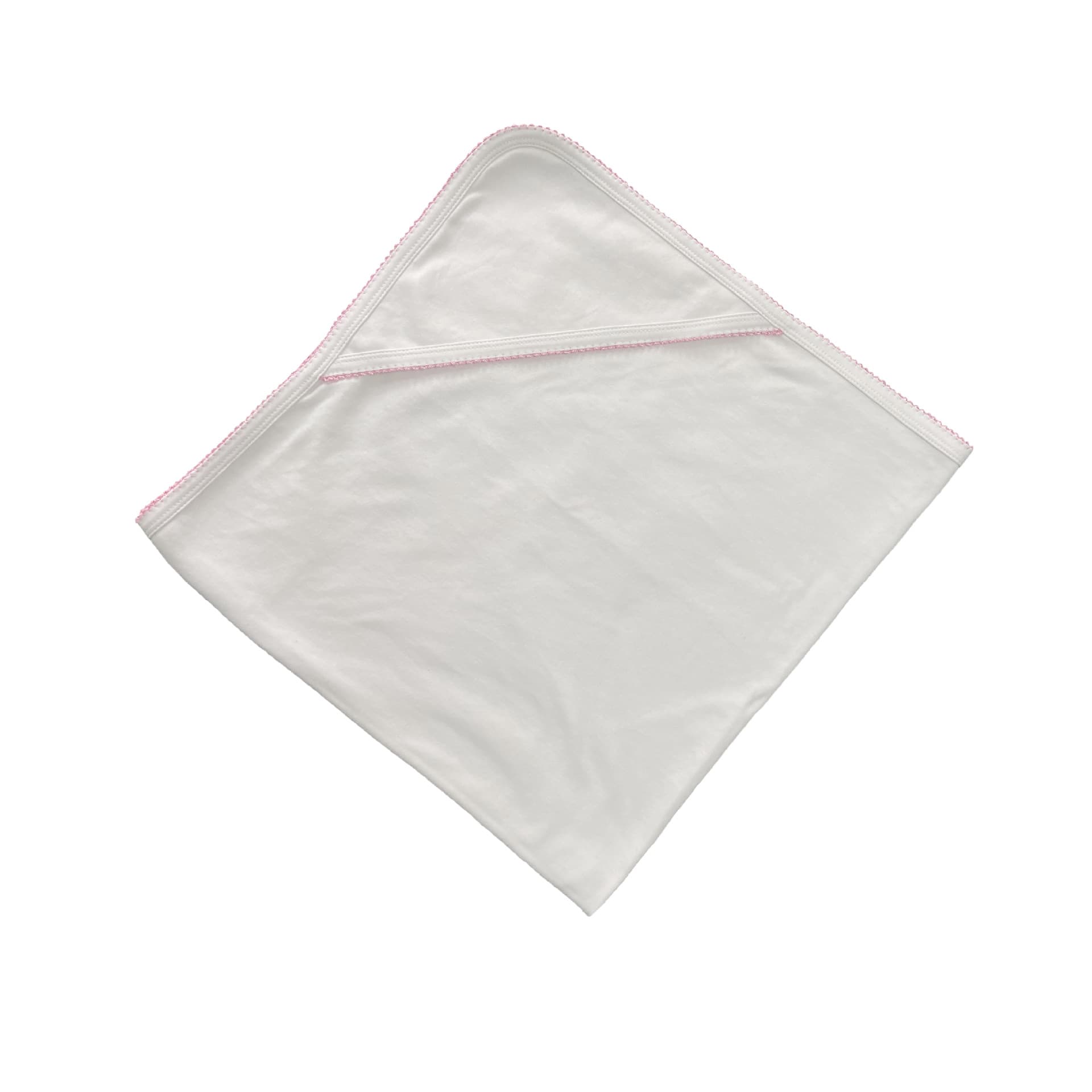 Combed Cotton Baby Hooded Blanket with Embroidery Lace Scalloped Edge for DIY Logo Baby Blanket
