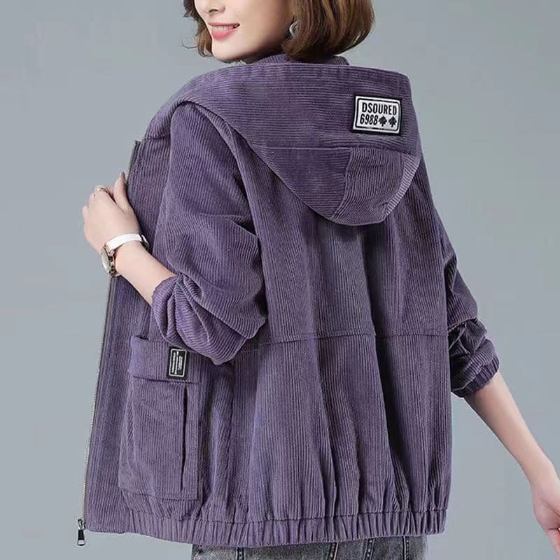 2025 Autumn/Winter New Corduroy Jacket for Women, Casual Plus Size, Loose Fit, Slimming, Stylish, and Chic for Mothers