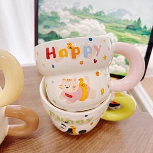 Ins Cute Cartoon Milk Cup Couple Home Breakfast Coffee Cup Breakfast Cup Ceramic Mug Souvenir