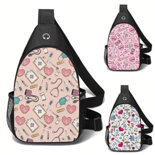 Amazon Theme-Free Crossbody Bag, Casual Chest Bag for Primary and Secondary School Students, Printed Casual Bag, Crossbody Chest Bag, Sports Crossbody Bag