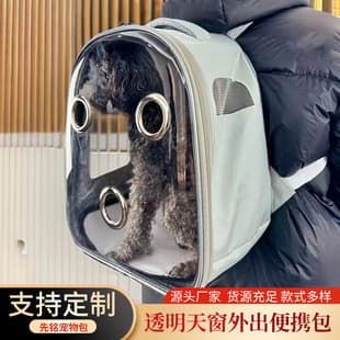Custom Cat Backpack, Portable Dog Outdoor Bag, Panoramic Transparent Double-Shoulder Pet Carrier with Three Ventilation Holes