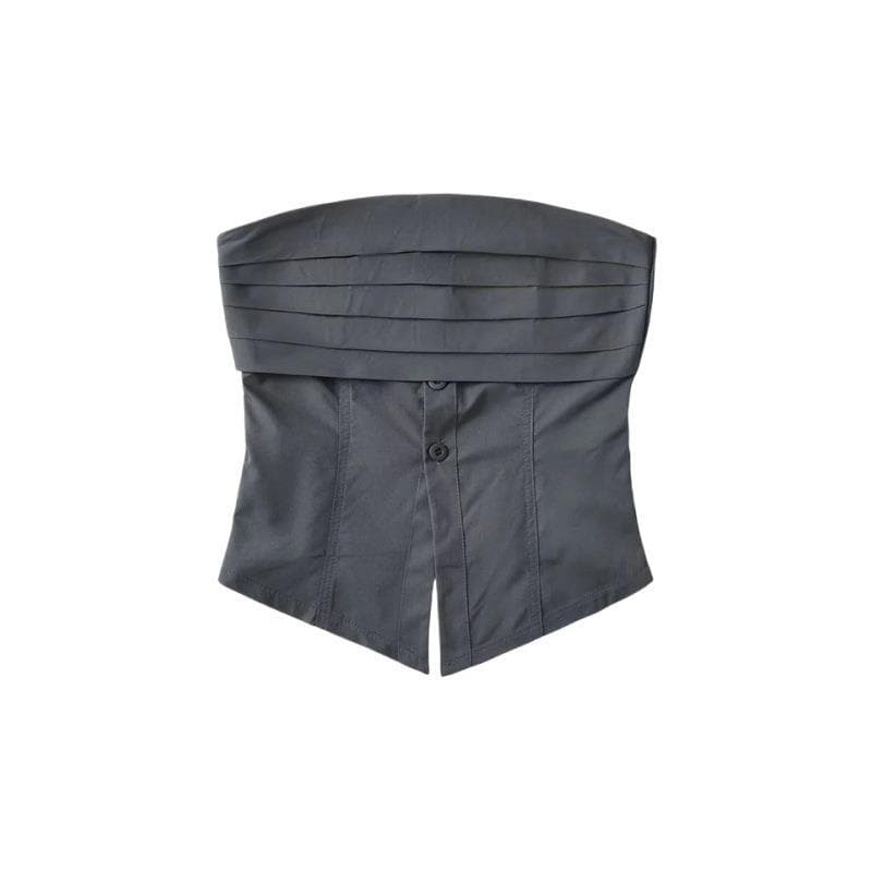 Design hot girl pure desire finale strapless tube top female niche outer wear hem front slit slim top