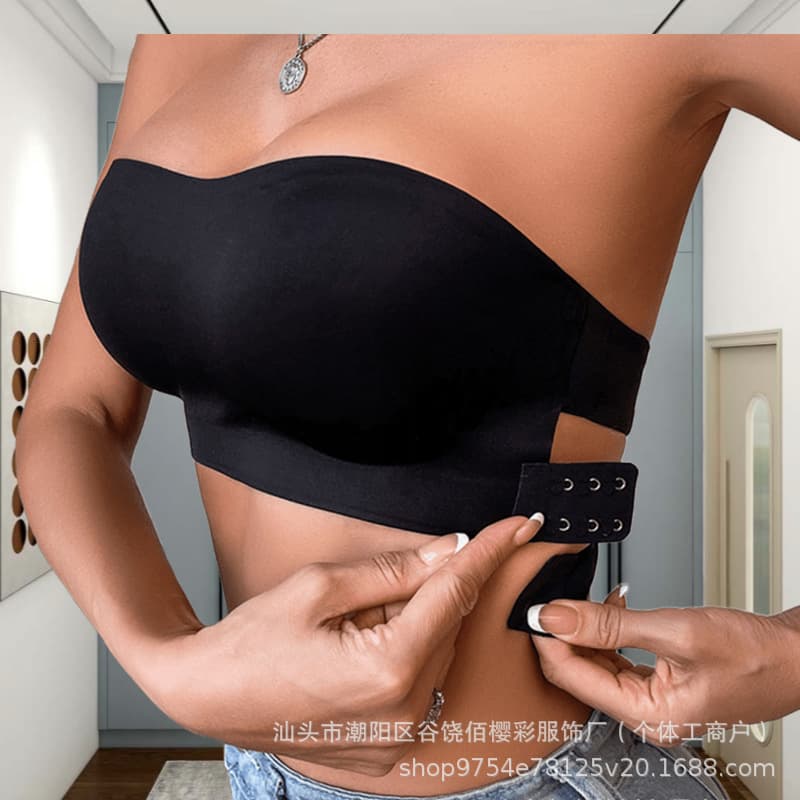 Cross-border Temu Hot Selling Women's Strapless Tube Top Bra with Cross Back Design, Side Buckle, Wireless, Removable Pads