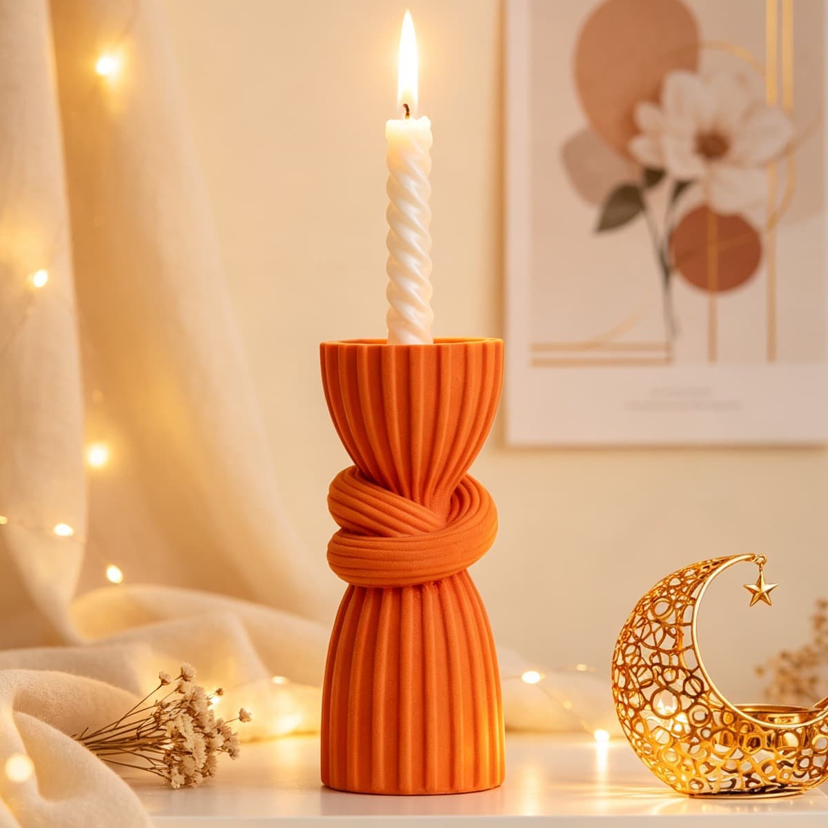 Cross-border sequin flocked curtain candle holder creative resin candle holder Middle Eastern Arabic aromatherapy candle home decoration