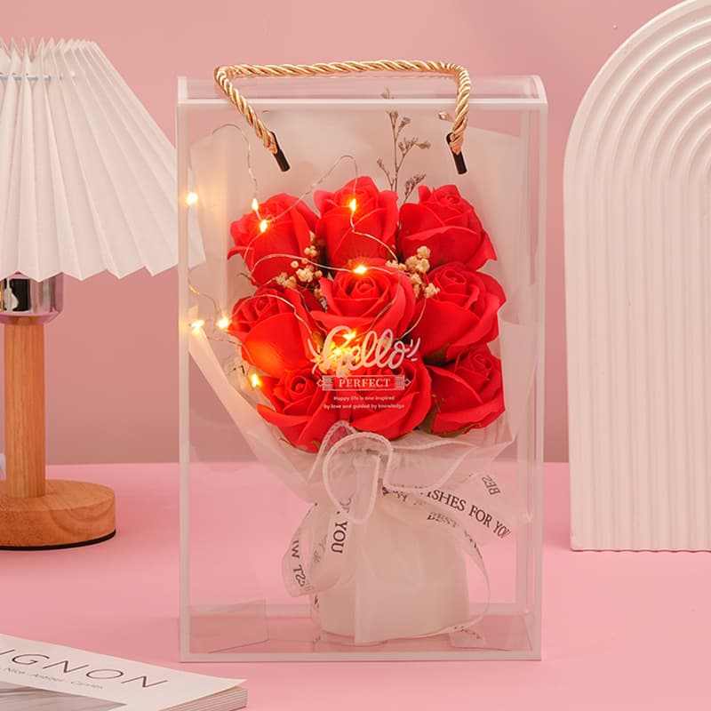 9 Rose Soap Flower Bouquet Gift Box Valentine's Day Gift Cross-Border Source Wholesale Mother's Day Artificial Flowers