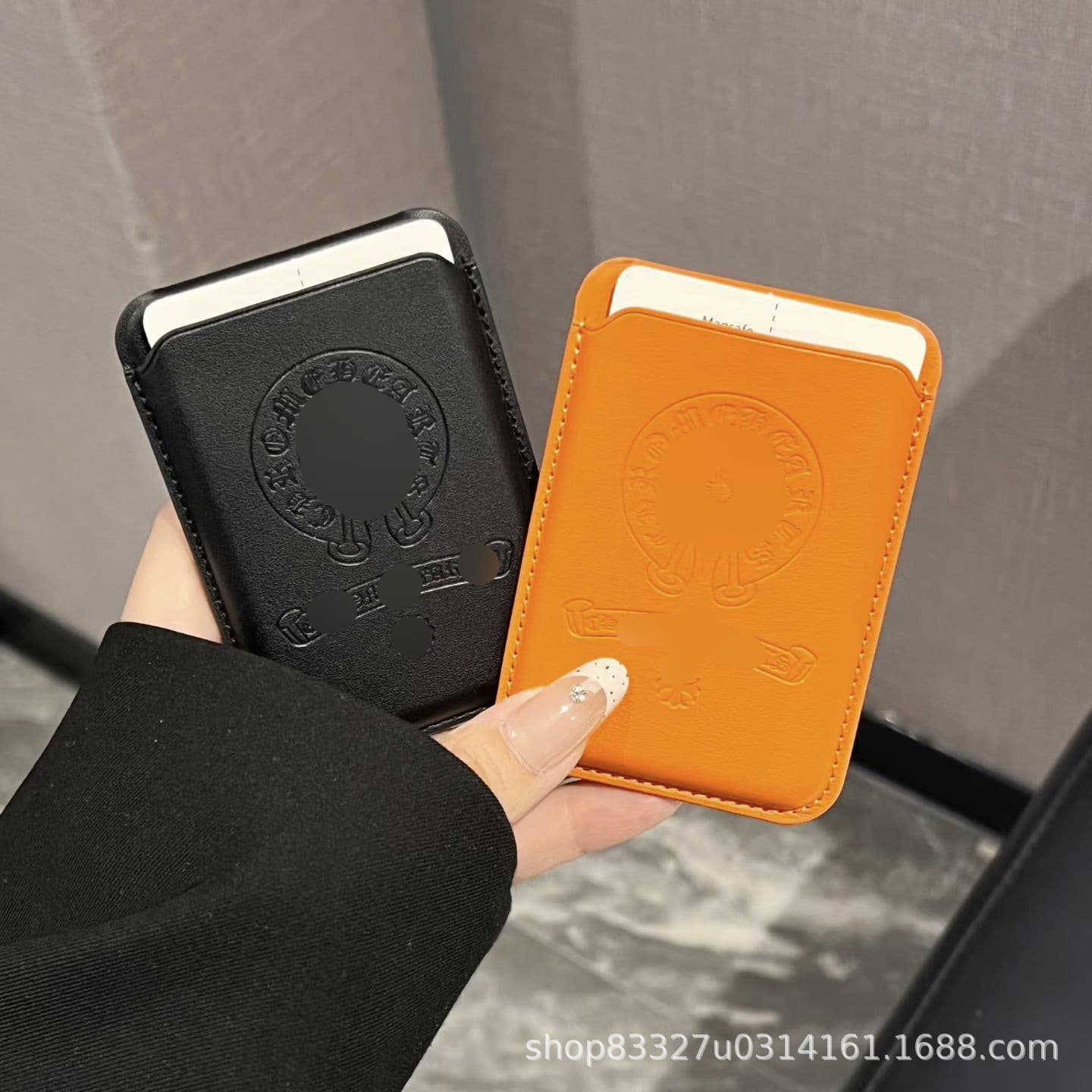 Magsafe Magnetic Card Holder Stand Universal Leather Multifunctional ID Case Cross-border Trendy Brand Crocodile Style