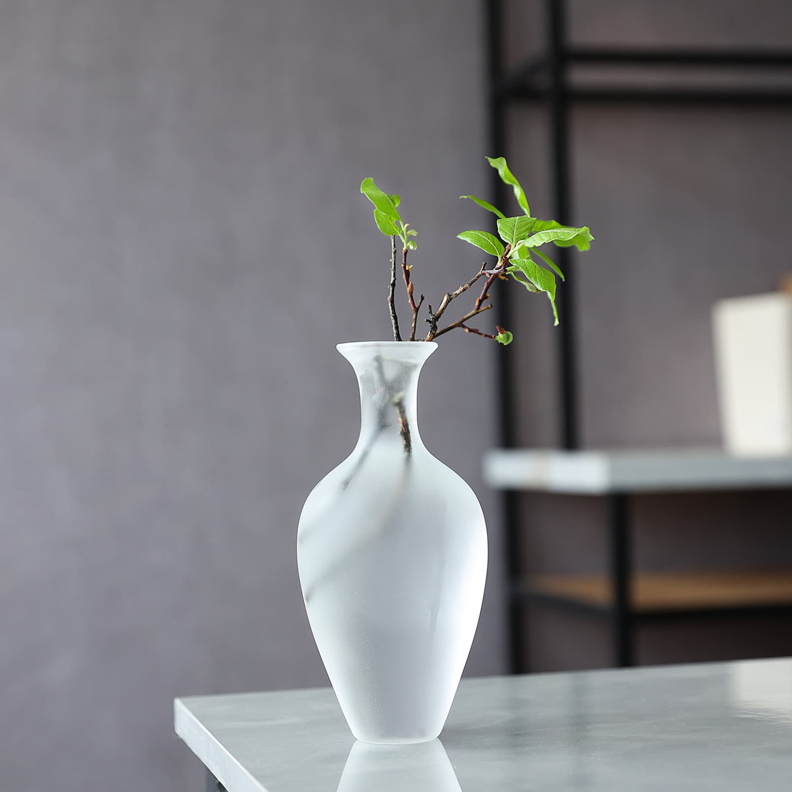 New Chinese Zen Style Frosted Glass Flower Vase Living Room Decorative Ornament Tabletop Flower Arrangement Vessel Wholesale