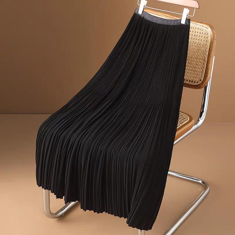 High-Waist Flowing Pleated Midi Skirt 2026 Spring Premium Accordion Pleated Skirt Hip-Covering Slimming A-Line Umbrella Skirt