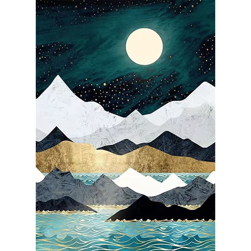 Moonlit Mountain Diamond Painting DIY Handmade Living Room Bedroom Decorative Painting Cross-Border Wholesale
