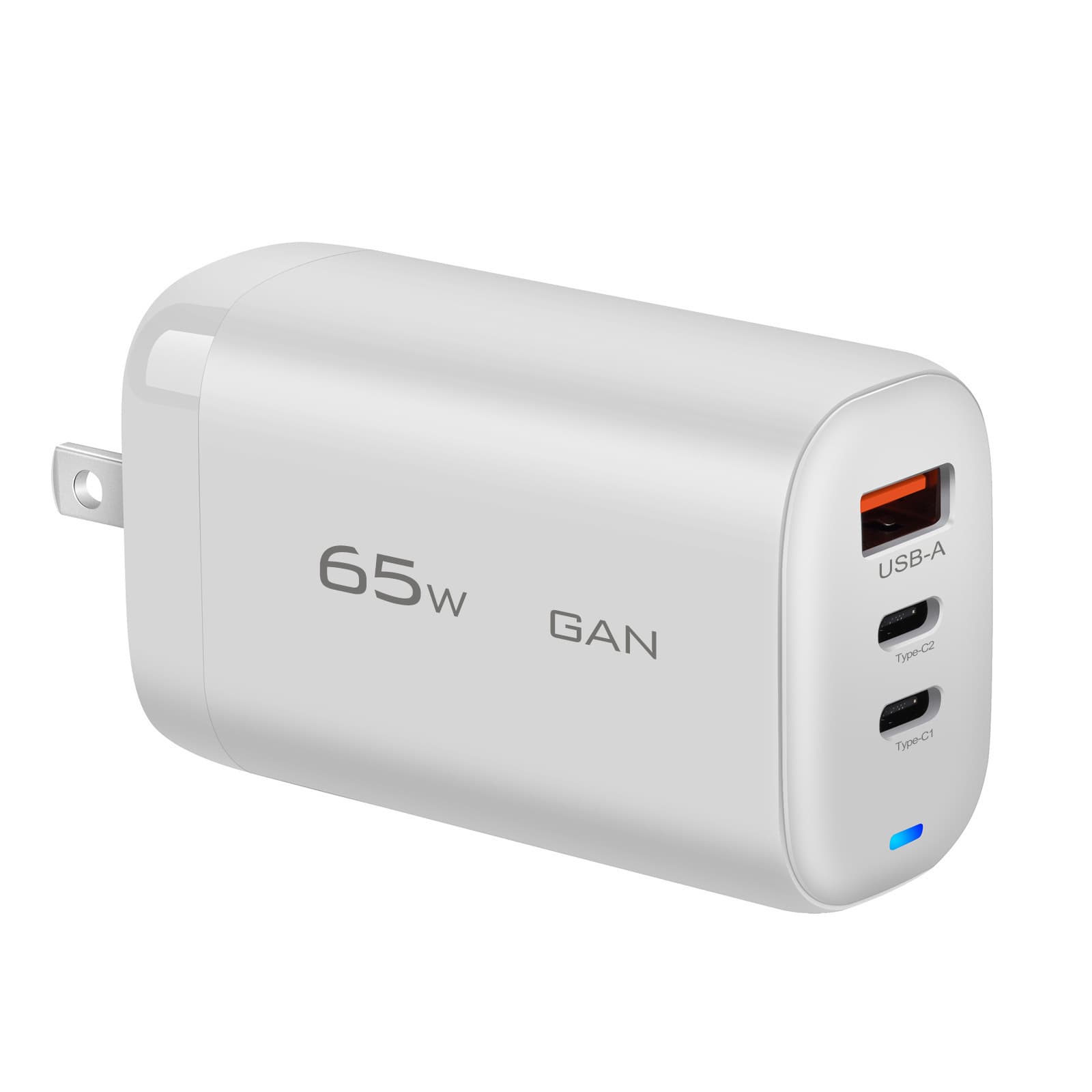 65W GaN Charger 2C+A Multi-Port Fast Charger for Laptop, Phone, Tablet