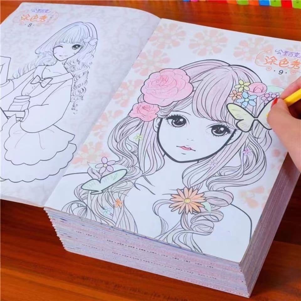 Princess colorful coloring show fashion Princess graffiti book pretty girl painting 3-12 years old girl painting coloring book
