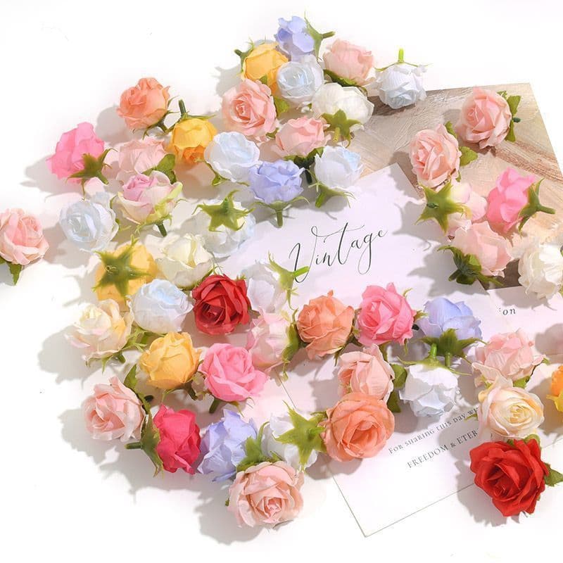Artificial Mini Rose Flower Forest Style Hairpin DIY Craft Accessories Decorative Fake Flowers Wedding Silk Flowers Photo Props